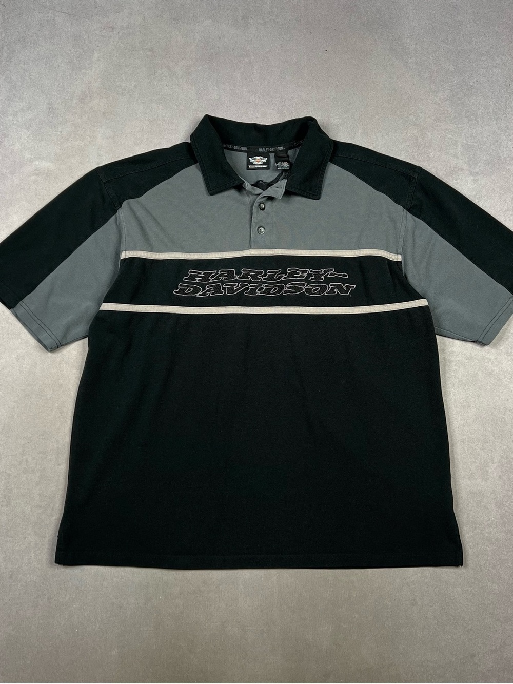 Harley-Davidson Black & Gray Contrast Panel Polo